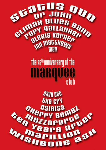 25th Anniversary of the Marquee Club poster